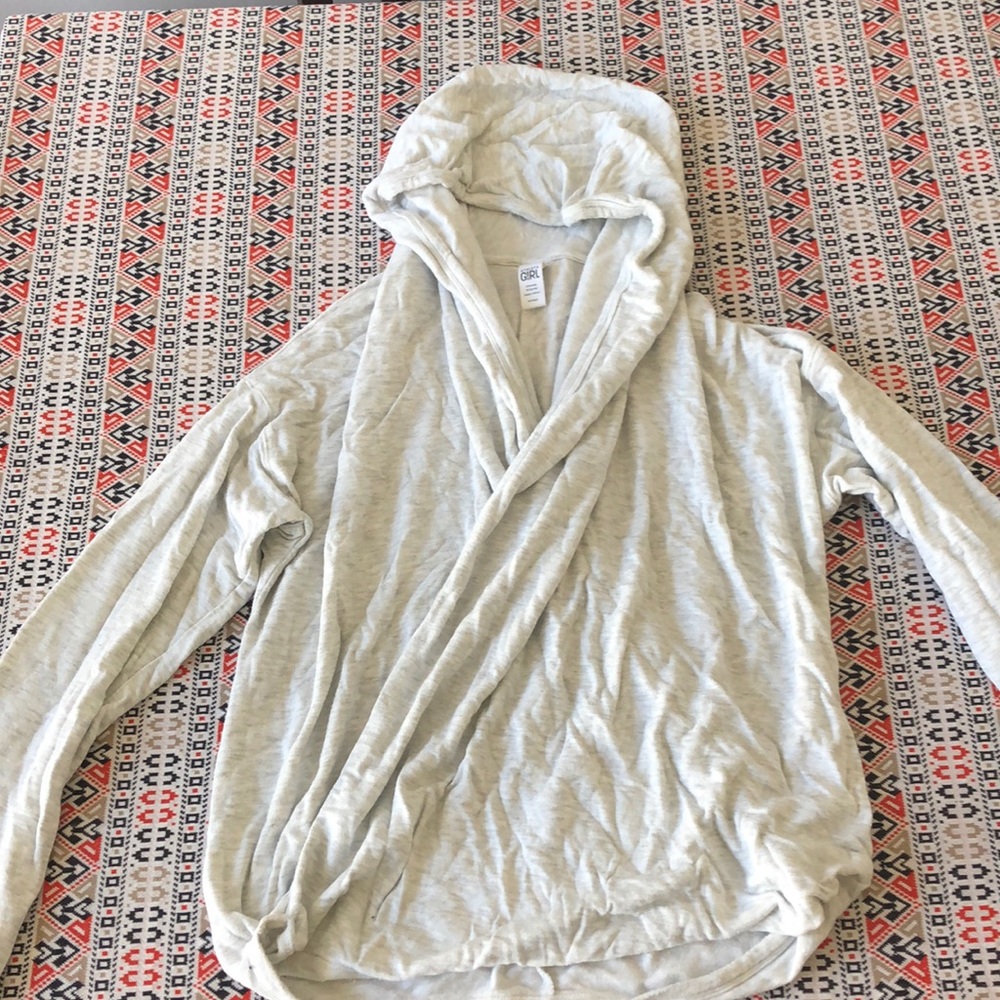Athleta girl cream hooded wrap sweater XL